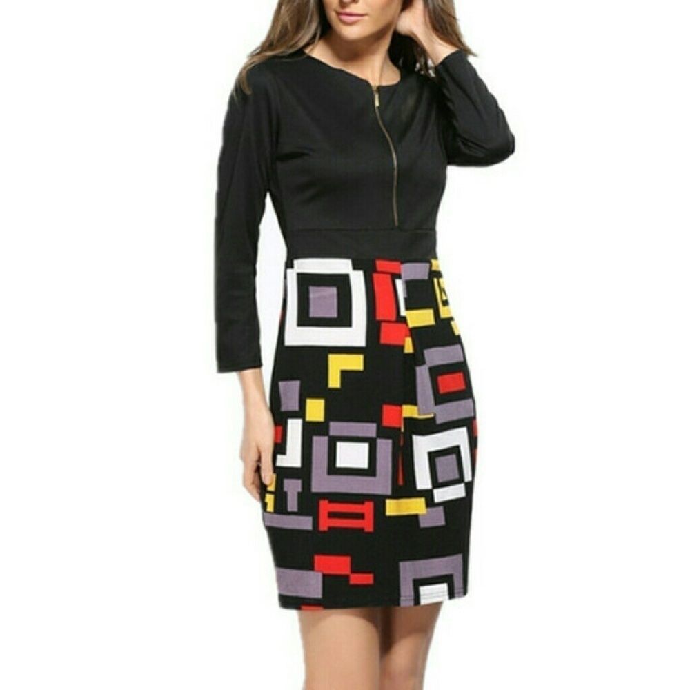 Women’s Front Zipper Black Dress NWT